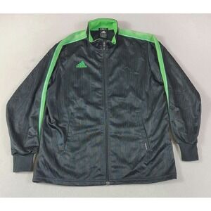 Adidas Track Jacket Youth Large 13-14 Black Green Climalite Full Zip Soccer